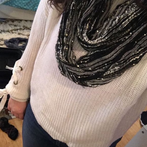 Cream Lace up sleeve sweater - Picture 3 of 3